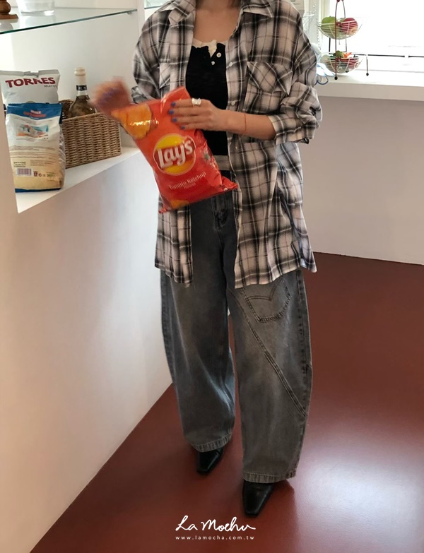 格紋襯衫口袋外套